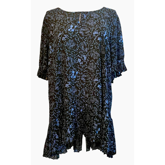 CATO Boho Peasant Top Blouse Size 18/20W Floral Fairy Pleated Floune Hem Stretch - Picture 2 of 10